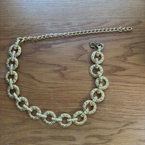 Vintage Gold Tone Chain Belt Textured Link Adjustable  27-40 inches